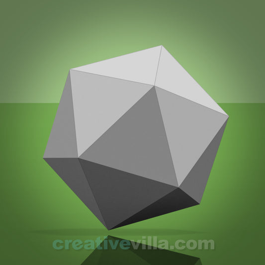 Icosahedron - 20 Sided Die DIY Low Poly Paper Model Template, Paper Craft