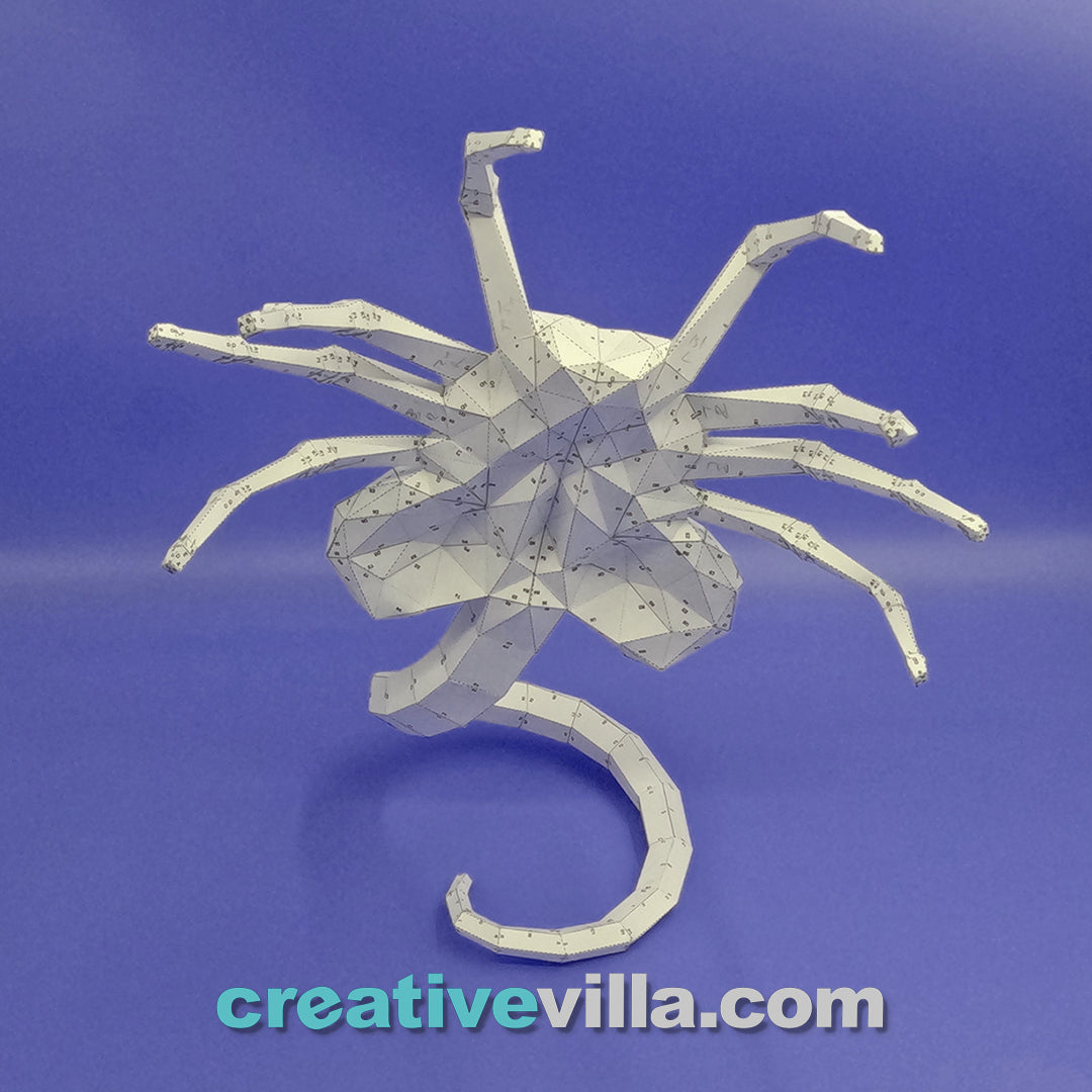 The Face Hugger DIY Low Poly Paper Model Template, Paper Craft