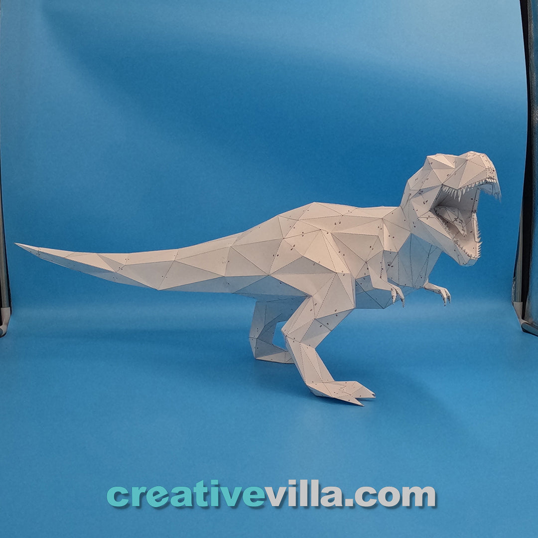 Roaring Trex Dinosaur DIY Low Poly Paper Model Template, Paper Craft, t-rex