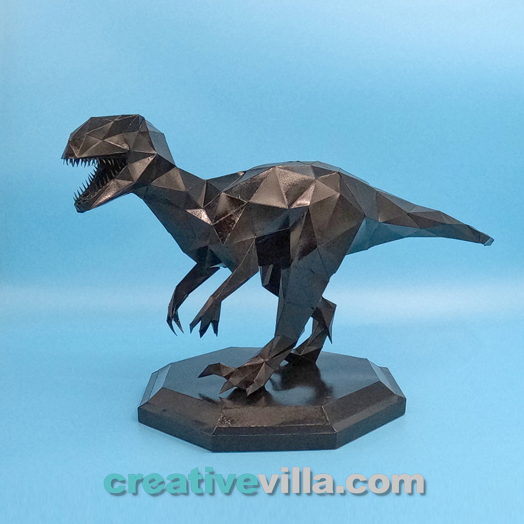 Velociraptor Dinosaur DIY Low Poly Paper Model Template, Paper Craft