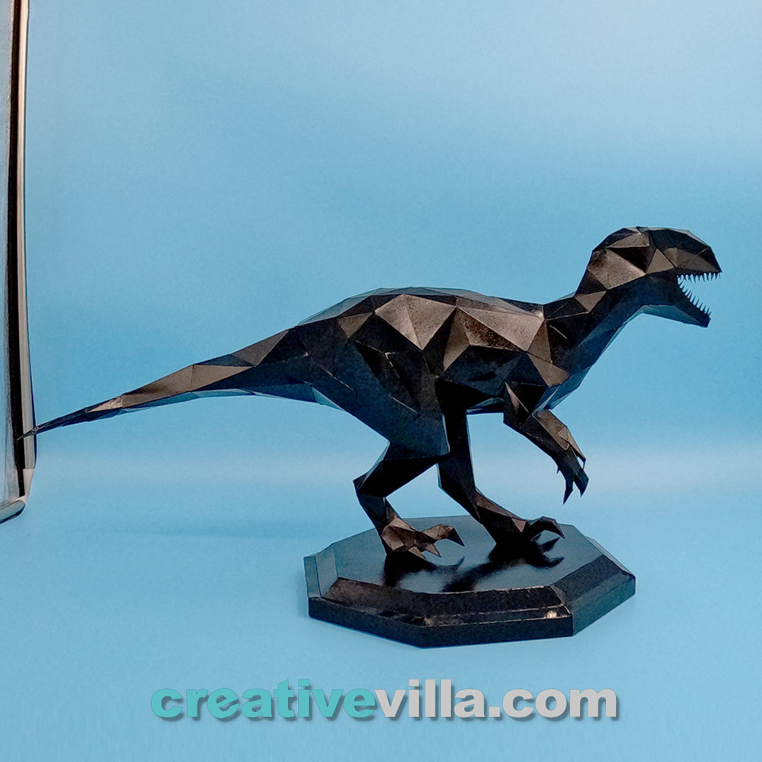 Velociraptor Dinosaur DIY Low Poly Paper Model Template, Paper Craft