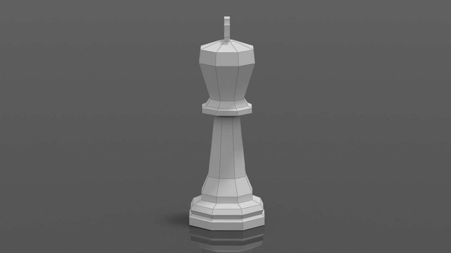 Giant Chess Piece - KING DIY Low Poly Paper Model Template, Paper Craft
