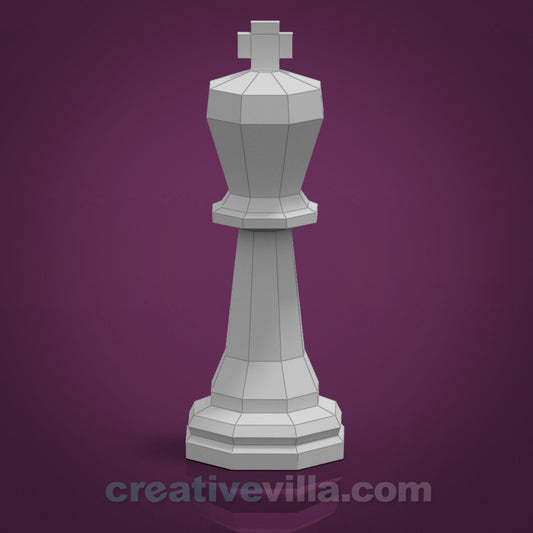 Giant Chess Piece - KING DIY Low Poly Paper Model Template, Paper Craft