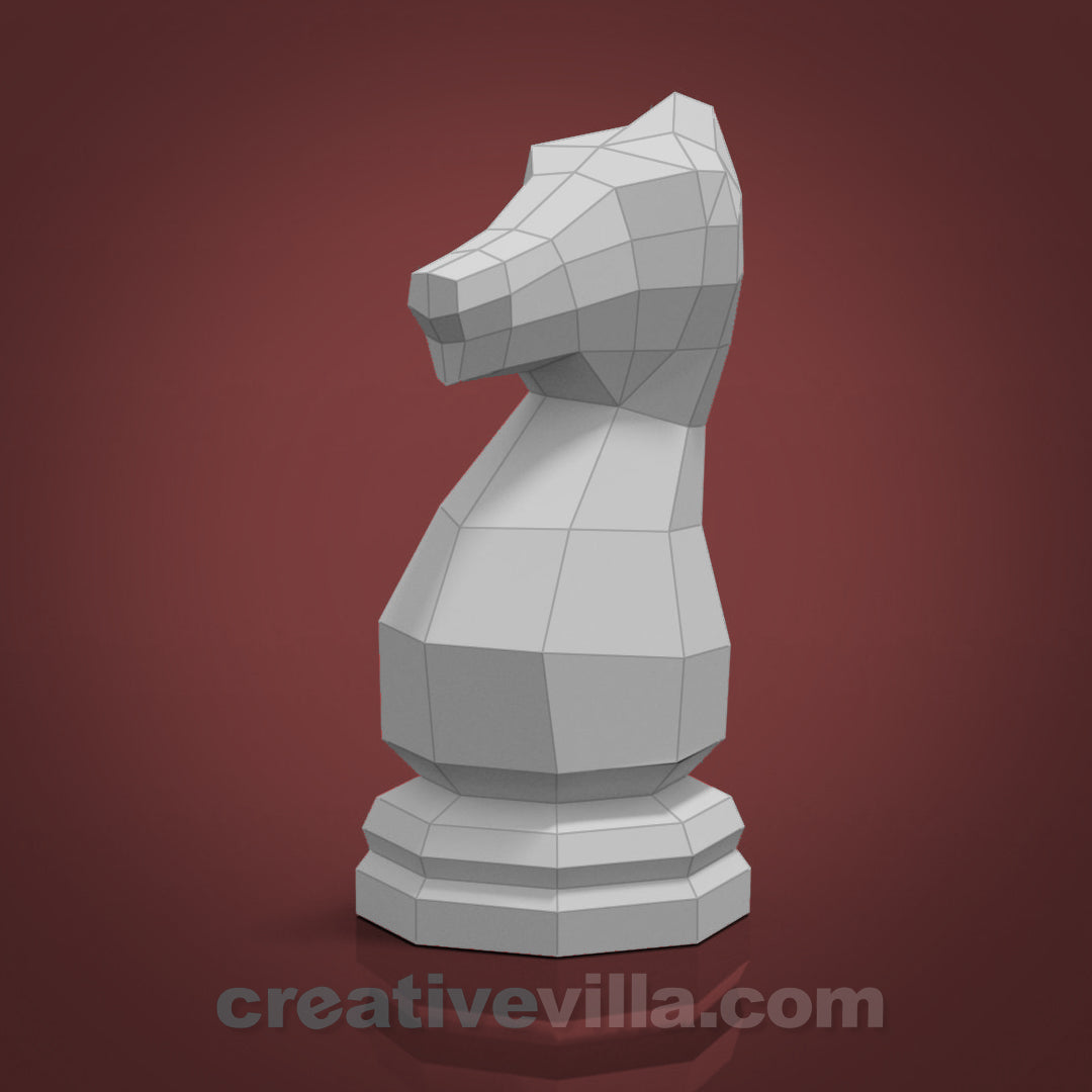 Giant Chess Piece - KNIGHT DIY Low Poly Paper Model Template, Paper Craft