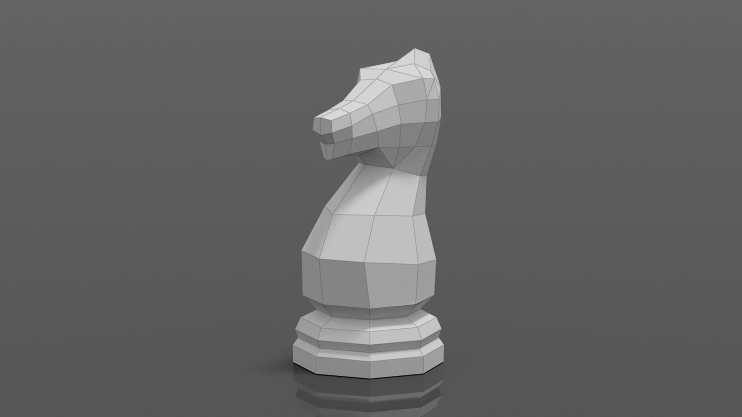 Giant Chess Piece - KNIGHT DIY Low Poly Paper Model Template, Paper Craft