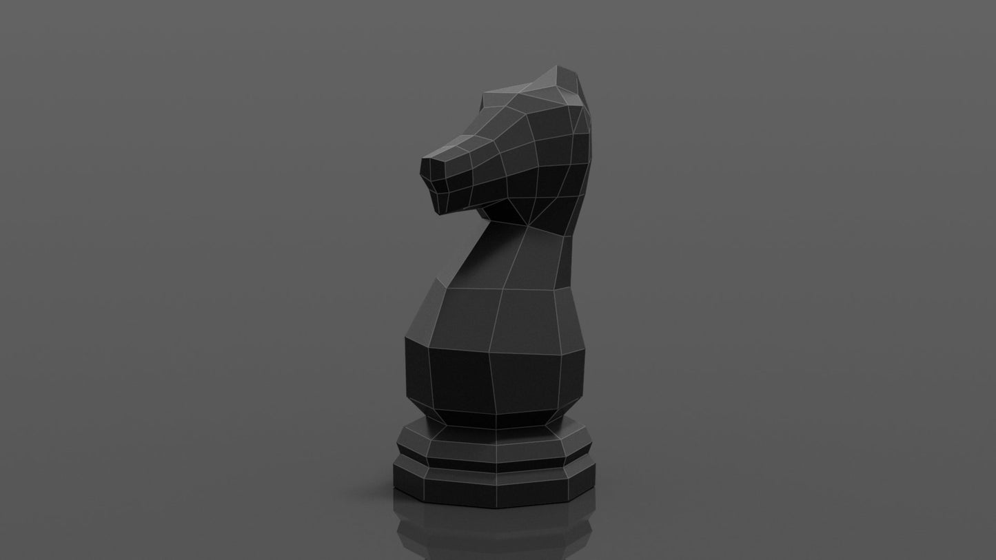 Giant Chess Piece - KNIGHT DIY Low Poly Paper Model Template, Paper Craft
