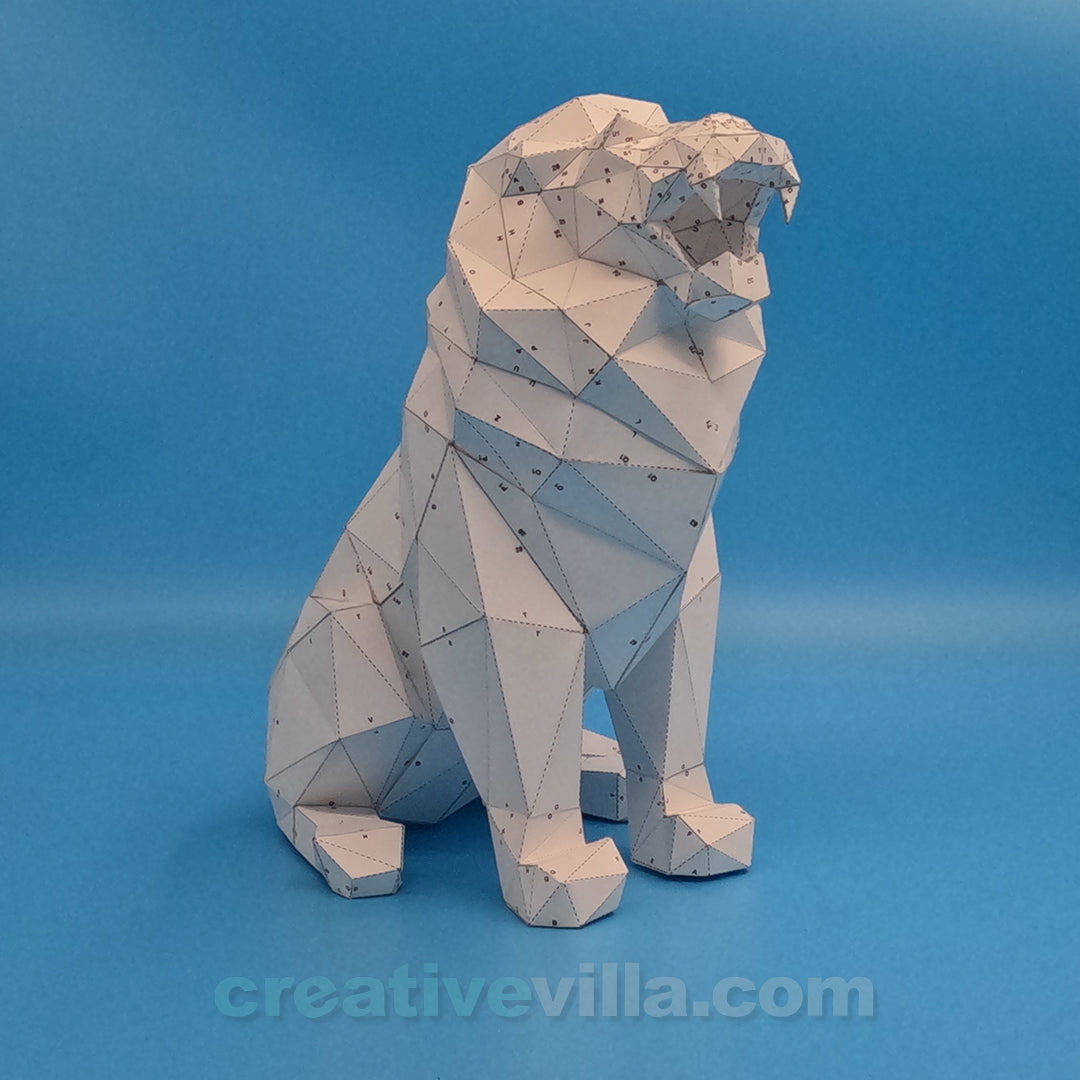 Lion Roaring DIY Low Poly Paper Model Template, Paper Craft