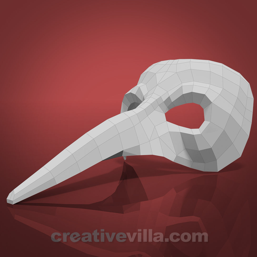 Venetian Pantalone Mask DIY Low Poly Paper Model Template, Paper Craft