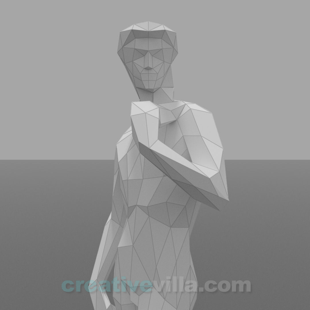 David Statue DIY Low Poly Paper Model Template, Paper Craft