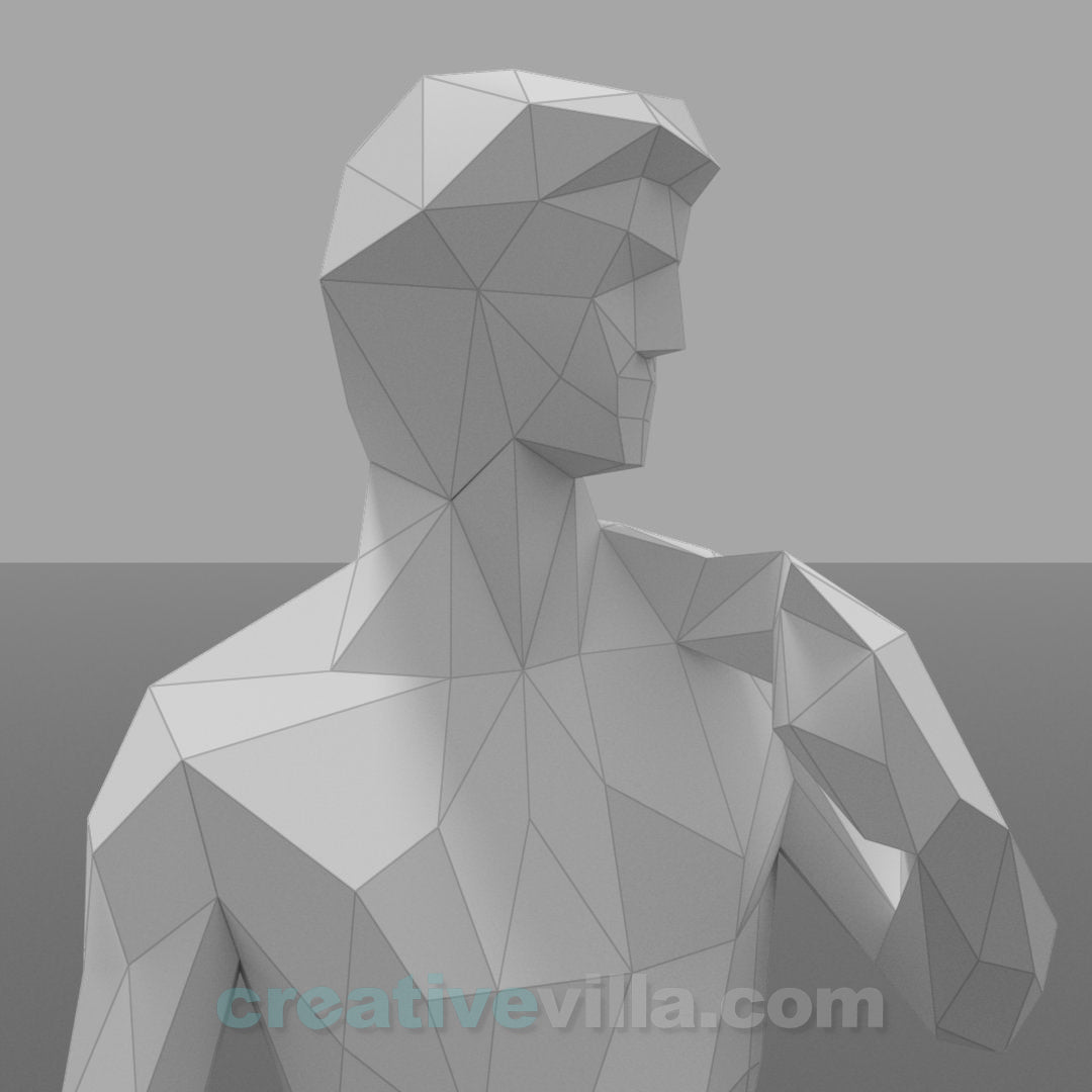 David Statue DIY Low Poly Paper Model Template, Paper Craft