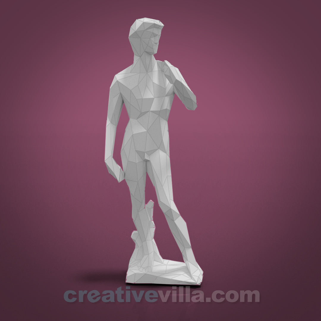 David Statue DIY Low Poly Paper Model Template, Paper Craft