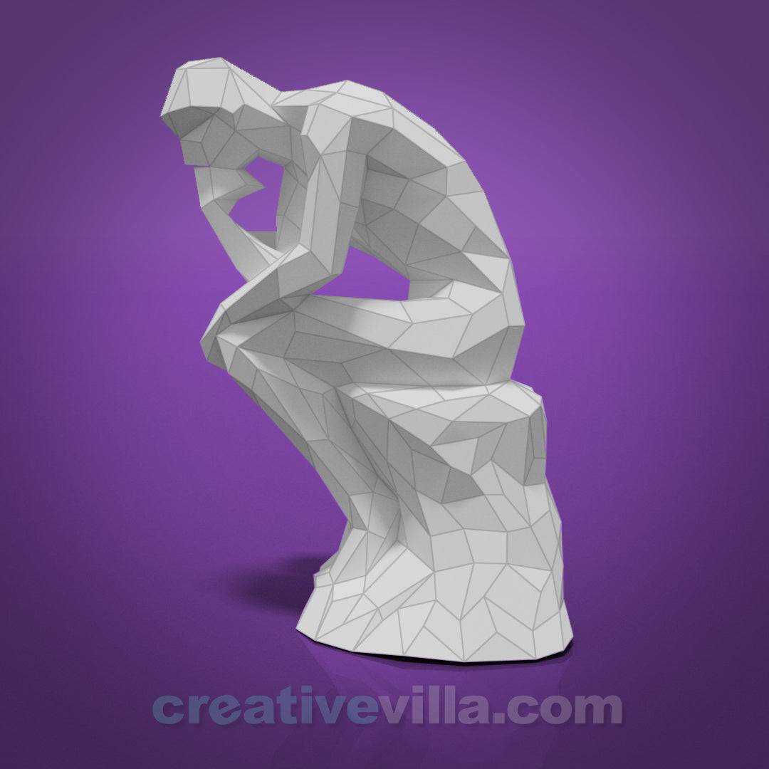 The Thinker DIY Low Poly Paper Model Template, Paper Craft
