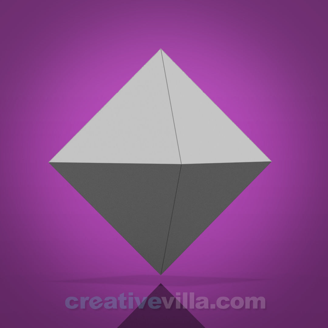 Octahedron - 8 Sided Die DIY Low Poly Paper Model Template, Paper Craft