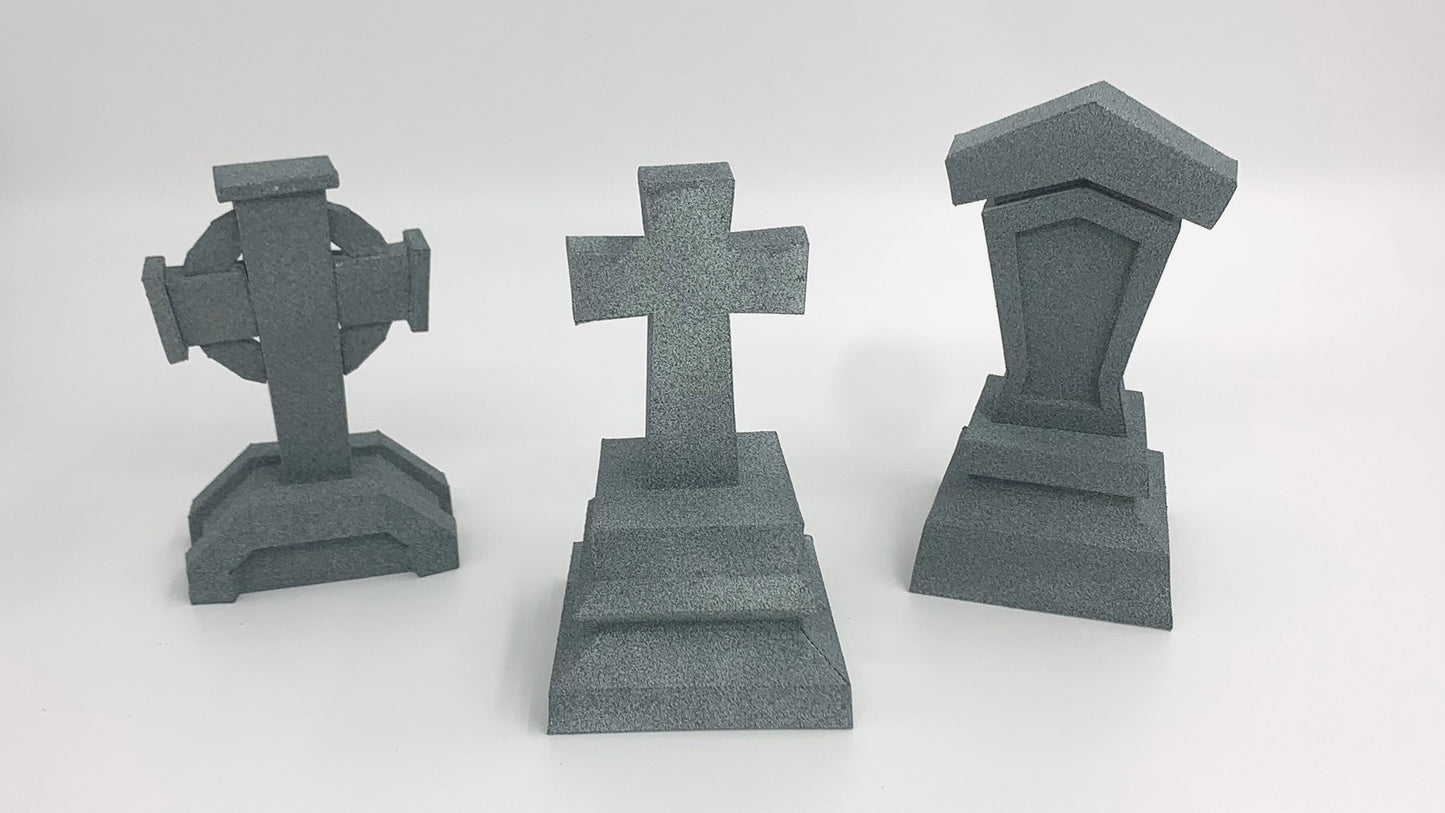 Tombstones Set 3 DIY Low Poly Paper Model Template, Paper Craft