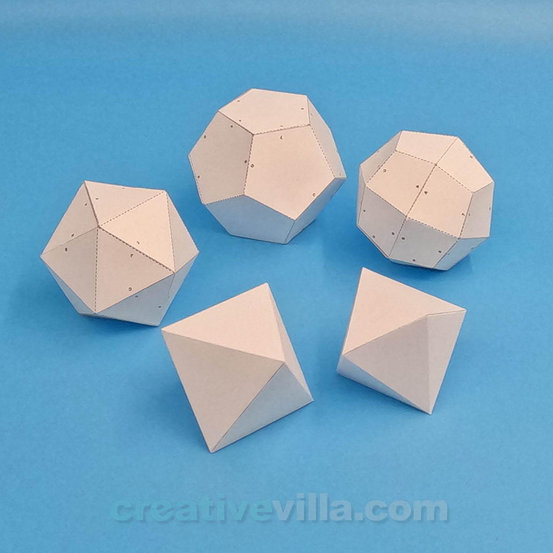 Dodecahedron - 12 sided die DIY Low Poly Paper Model Template, Paper Craft