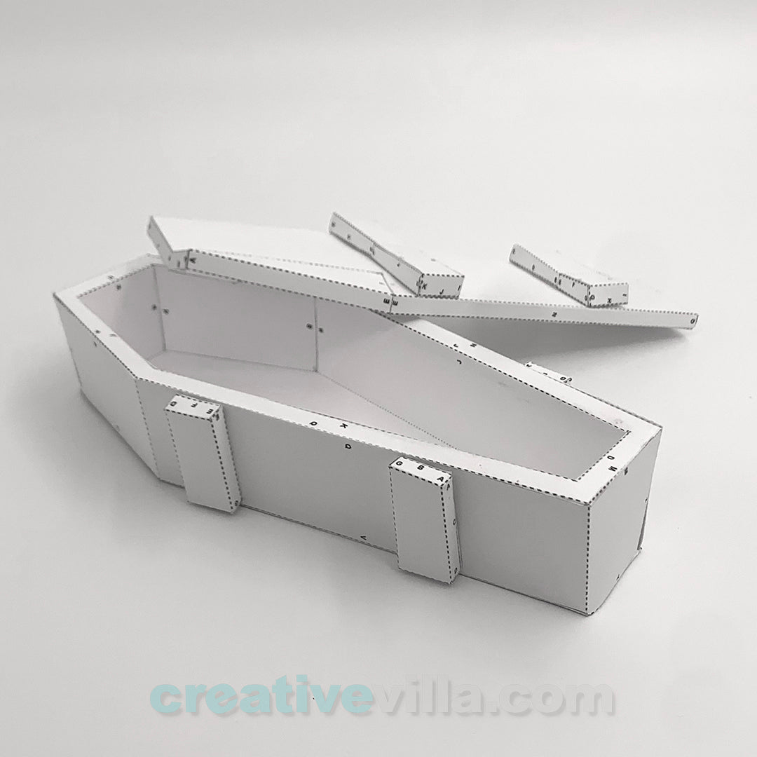 Wooden Coffin DIY Low Poly Paper Model Template, Paper Craft