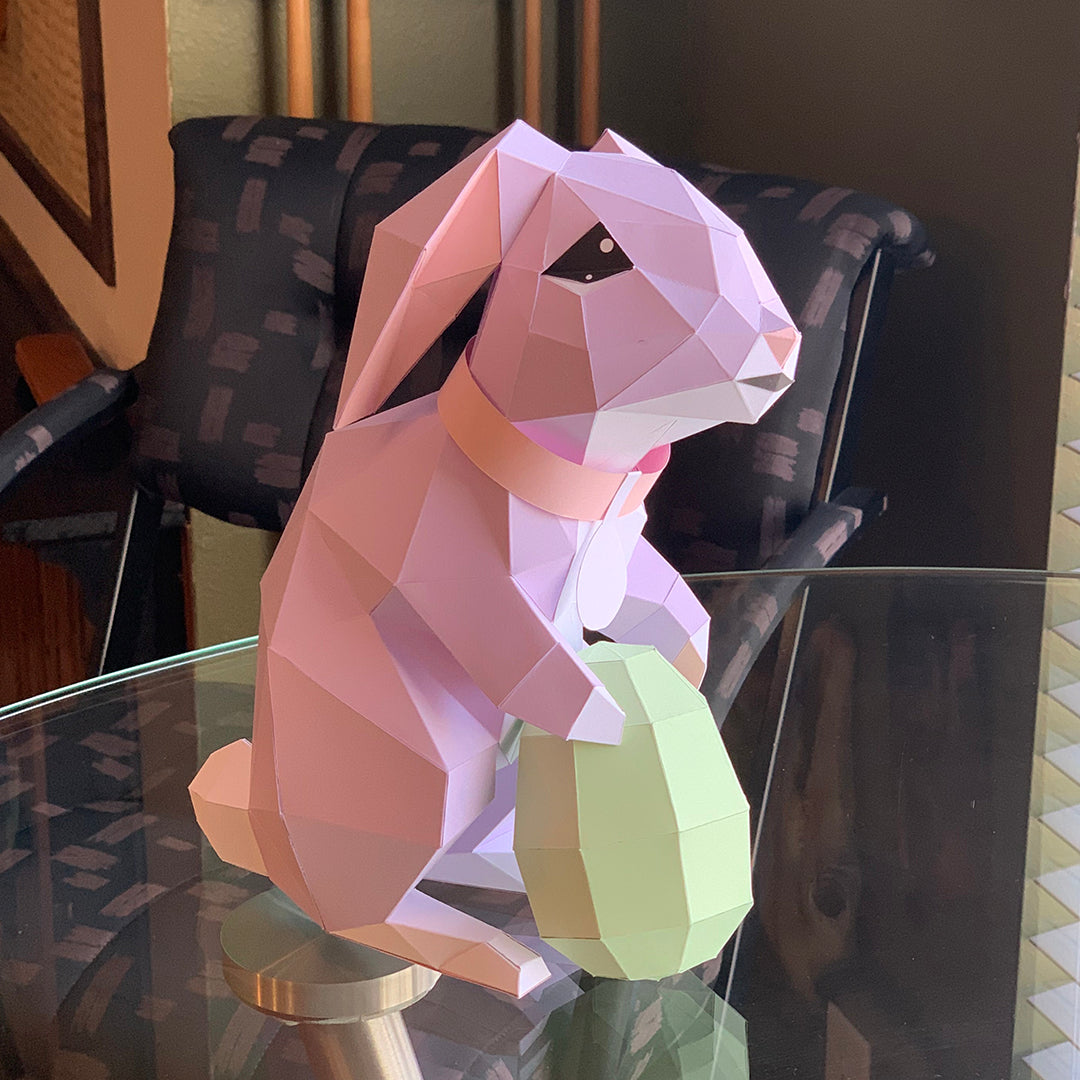 Villa Buddies - Bunny - DIY Low Poly Paper Model Template, Paper Craft