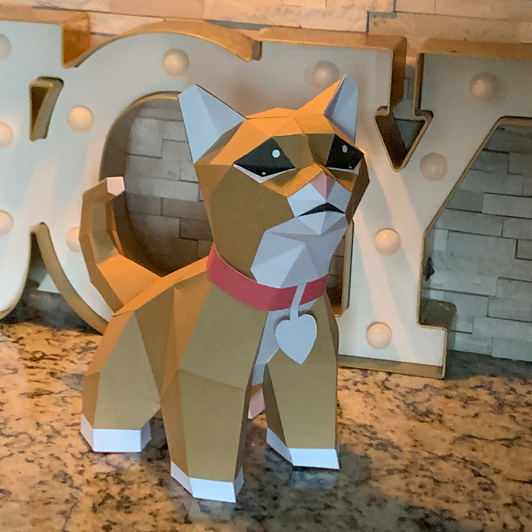 Villa Buddy - Kitten - DIY Low Poly Paper Model Template, Paper Craft