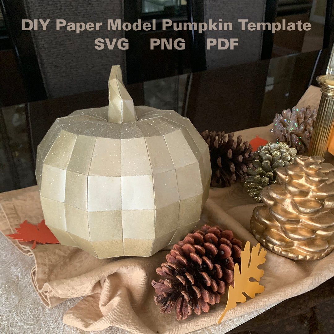 Pumpkin Model (Night Light) DIY Low Poly Paper Model Template, Paper Craft