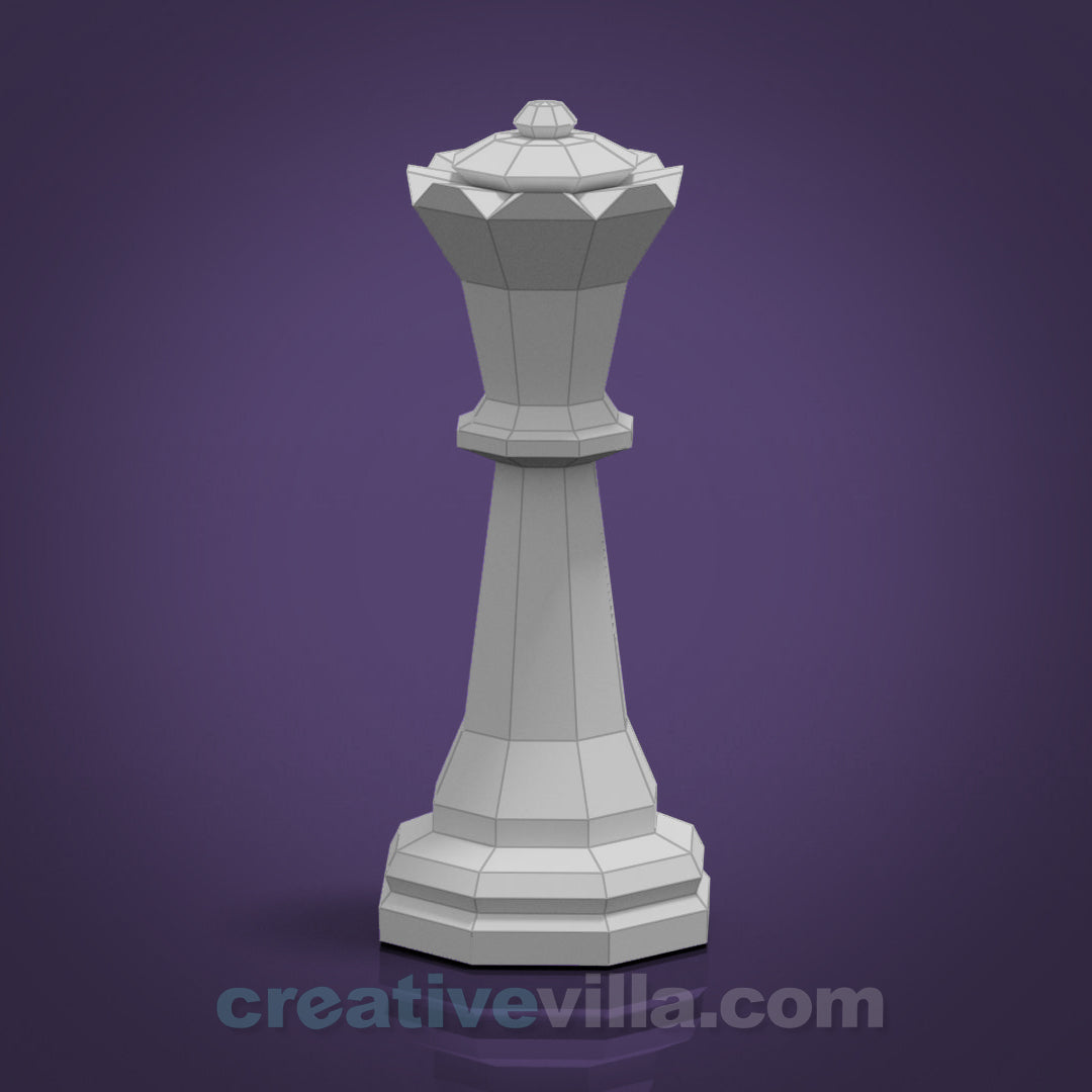 Giant Chess Piece - QUEEN DIY Low Poly Paper Model Template, Paper Craft