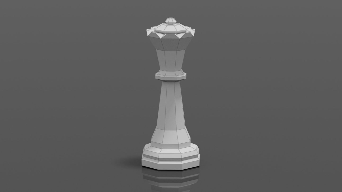 Giant Chess Piece - QUEEN DIY Low Poly Paper Model Template, Paper Craft