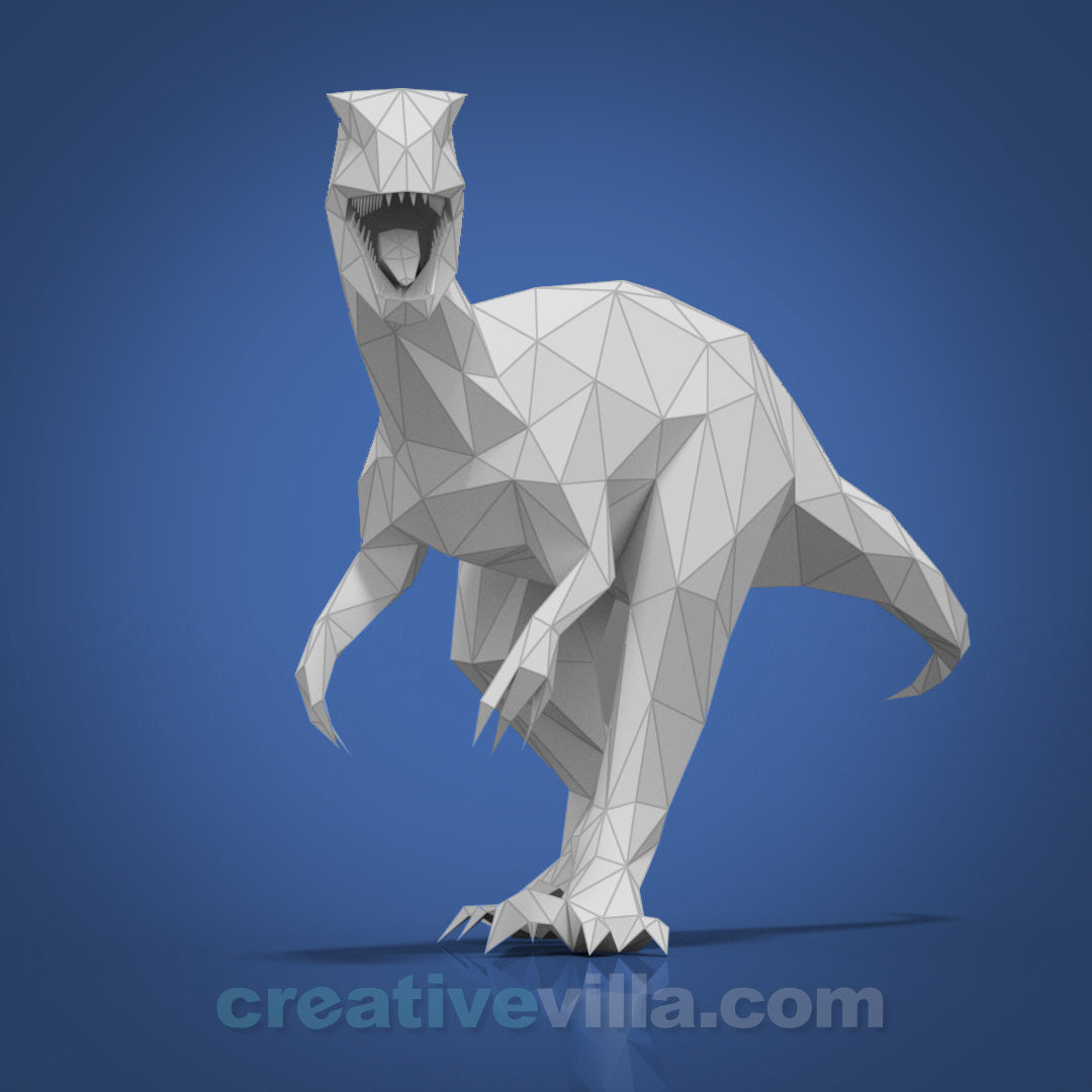 Velociraptor Dinosaur DIY Low Poly Paper Model Template, Paper Craft