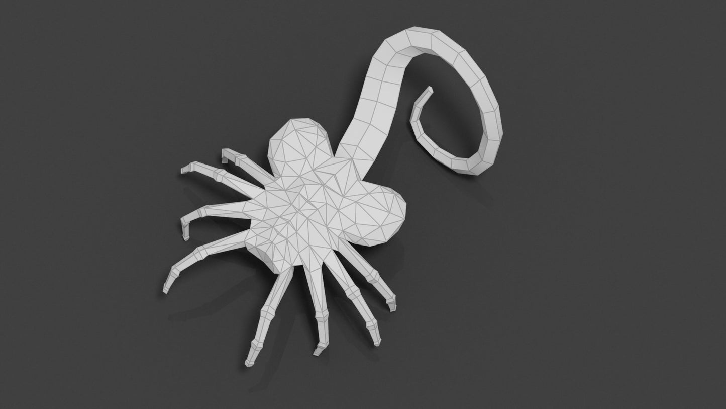 The Face Hugger DIY Low Poly Paper Model Template, Paper Craft