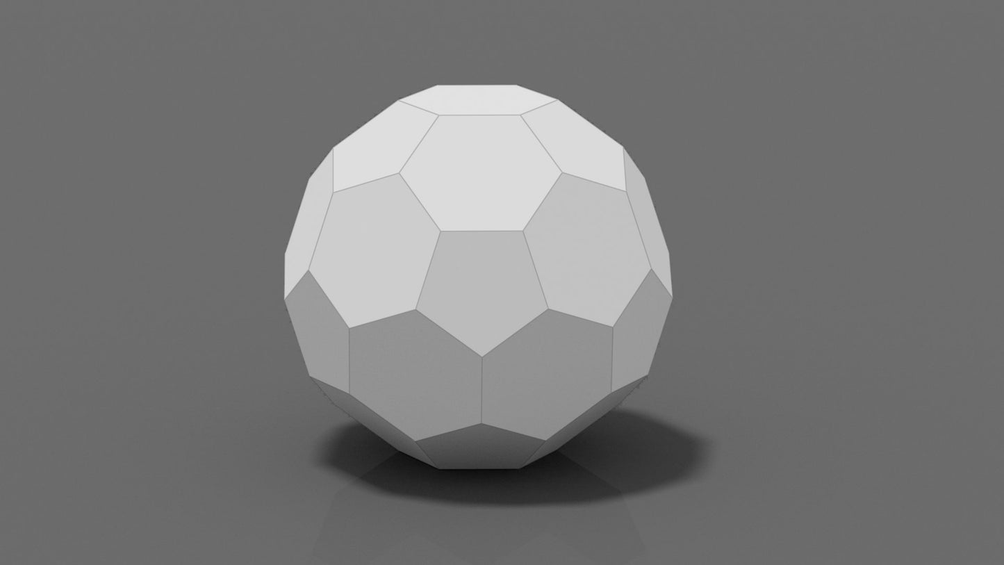 Soccer Ball (Optional Night Light) DIY Low Poly Paper Model Template, Paper Craft