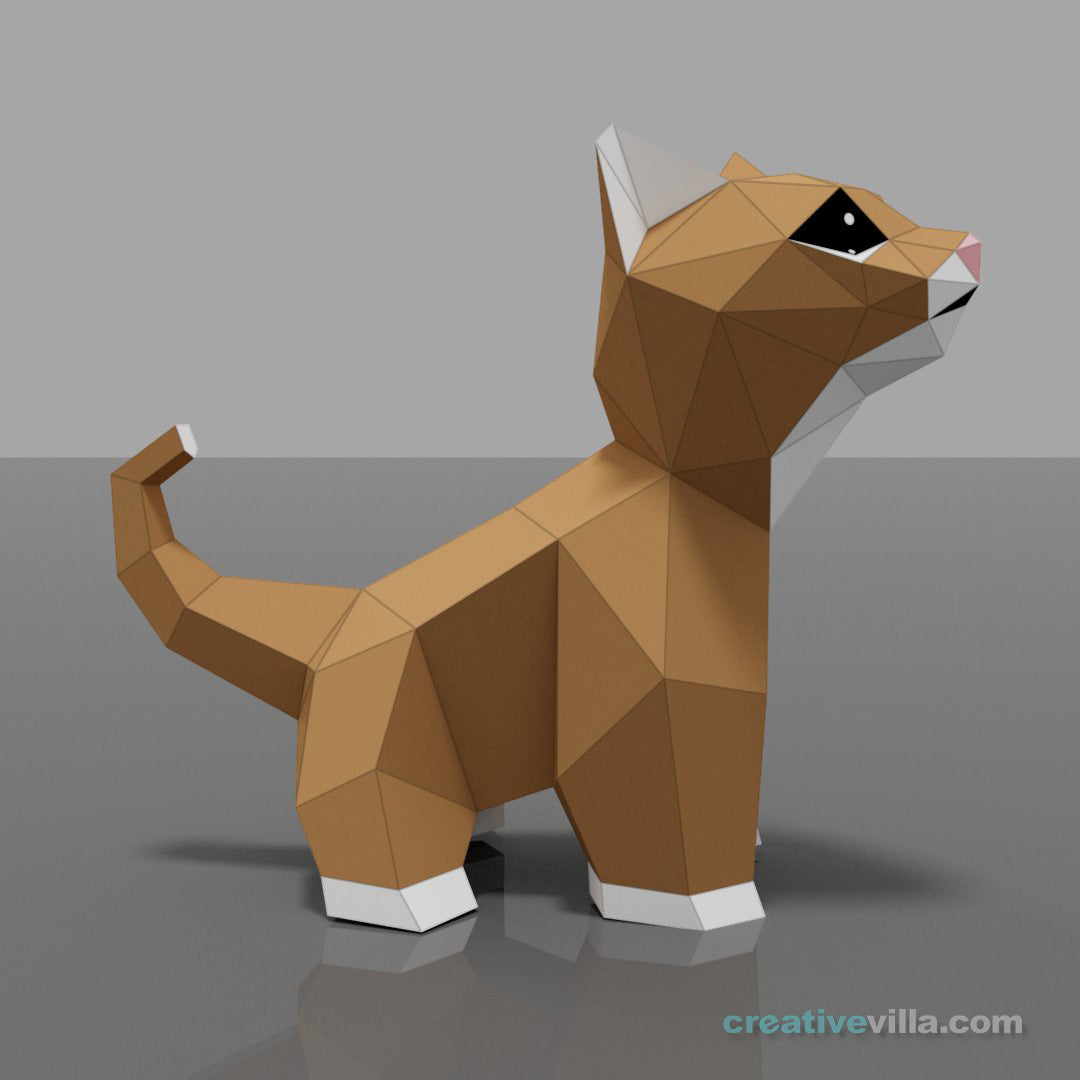 Villa Buddy - Kitten - DIY Low Poly Paper Model Template, Paper Craft