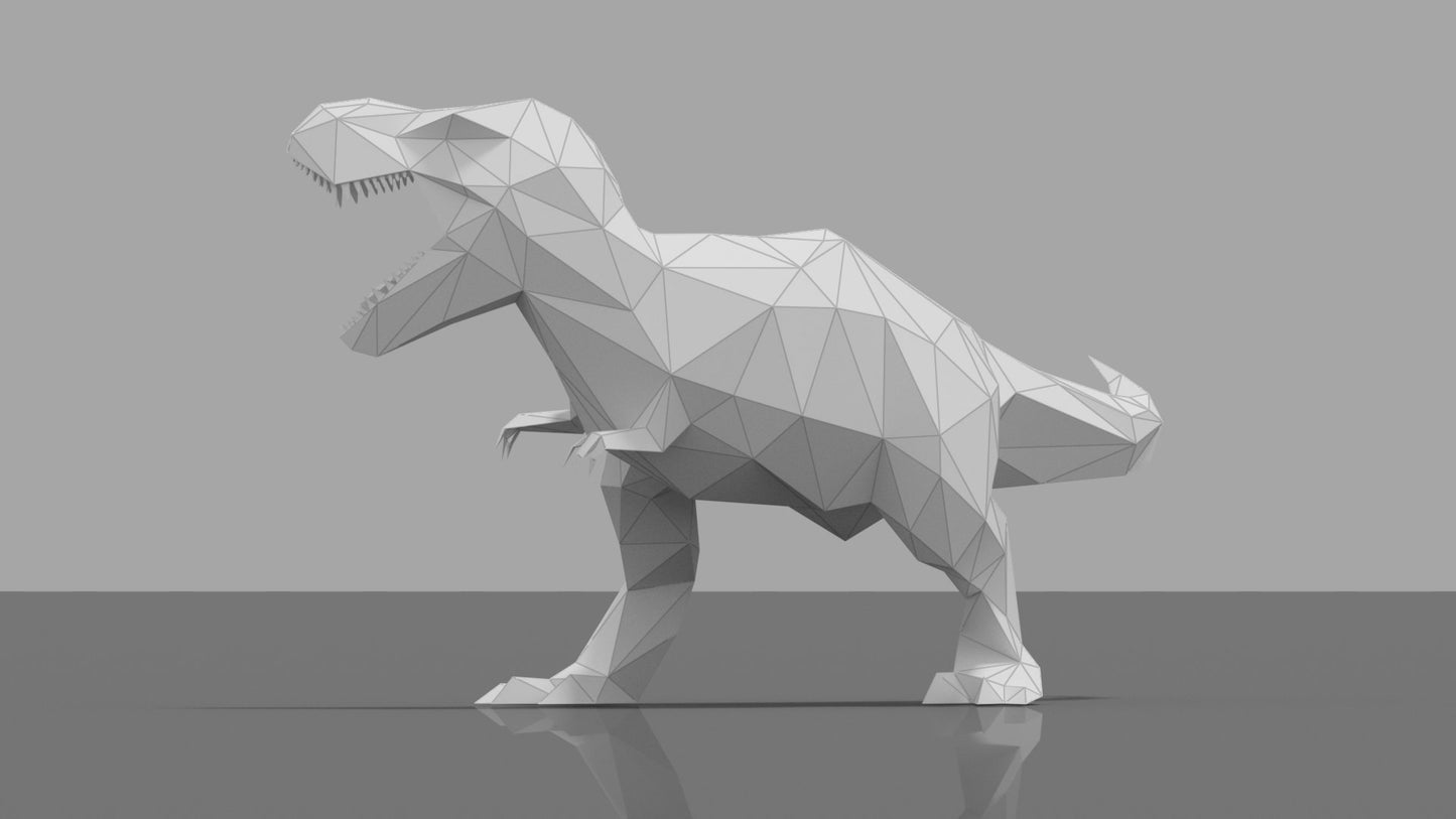 Roaring Trex Dinosaur DIY Low Poly Paper Model Template, Paper Craft, t-rex