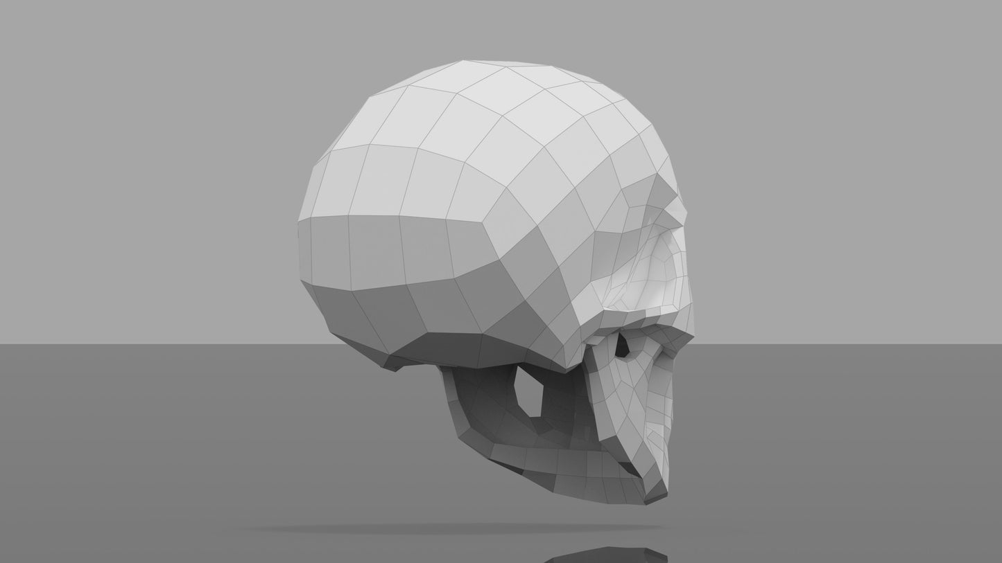 Human Skull Model DIY Low Poly Paper Model Template, Paper Craft
