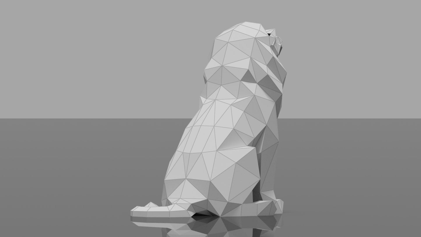 Lion Roaring DIY Low Poly Paper Model Template, Paper Craft