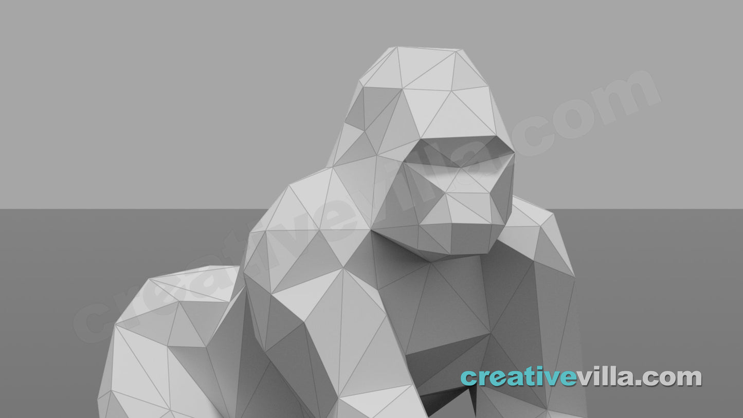 Gorilla Walking DIY Low Poly Paper Model Template, Paper Craft
