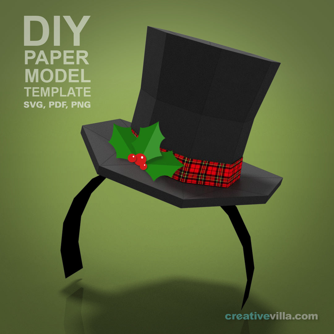 Mini Top Hat Head Bands - DIY Low Poly Paper Model Template, Paper Craft