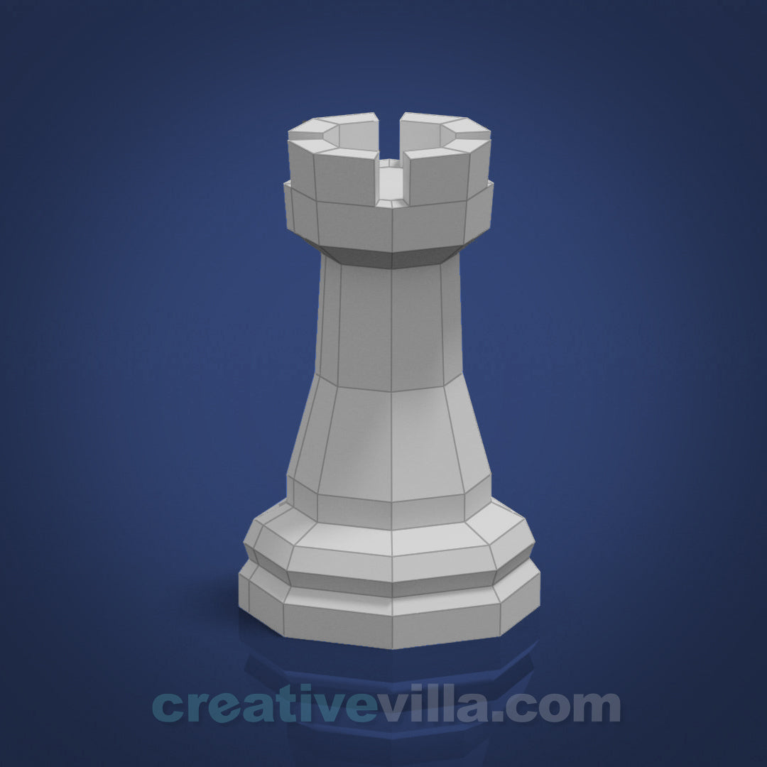 Giant Chess Piece - ROOK DIY Low Poly Paper Model Template, Paper Craf –