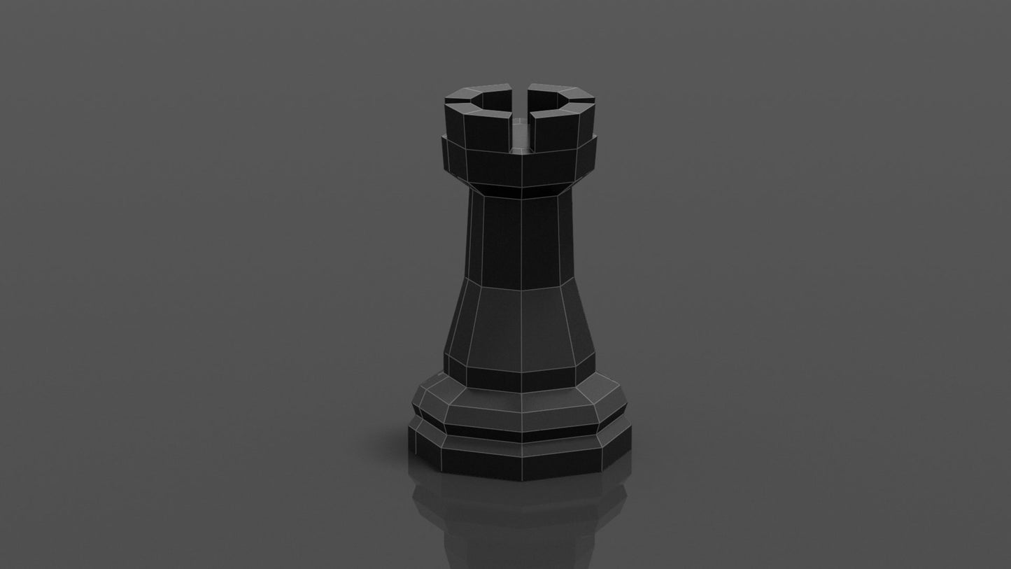 Giant Chess Piece - ROOK DIY Low Poly Paper Model Template, Paper Craft