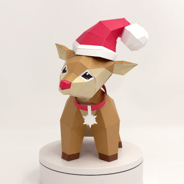 Villa Buddy - Rudy Reindeer - DIY Low Poly Paper Model Template, Paper Craft