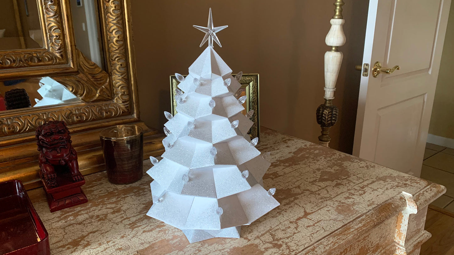 Christmas Tree Night Light DIY Low Poly Paper Model Template, Paper Craft