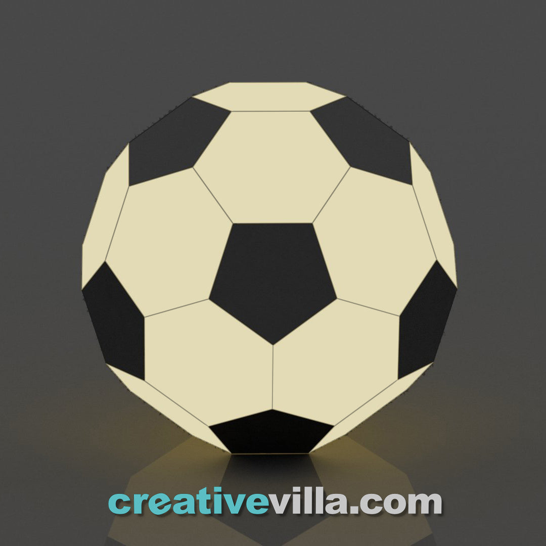 Soccer Ball (Optional Night Light) DIY Low Poly Paper Model Template, Paper Craft