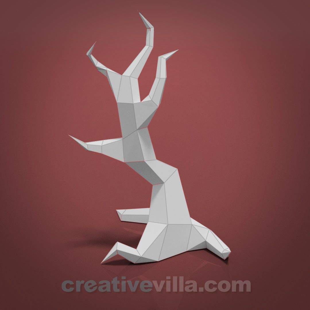 Spooky Tree DIY Low Poly Paper Model Template, Paper Craft