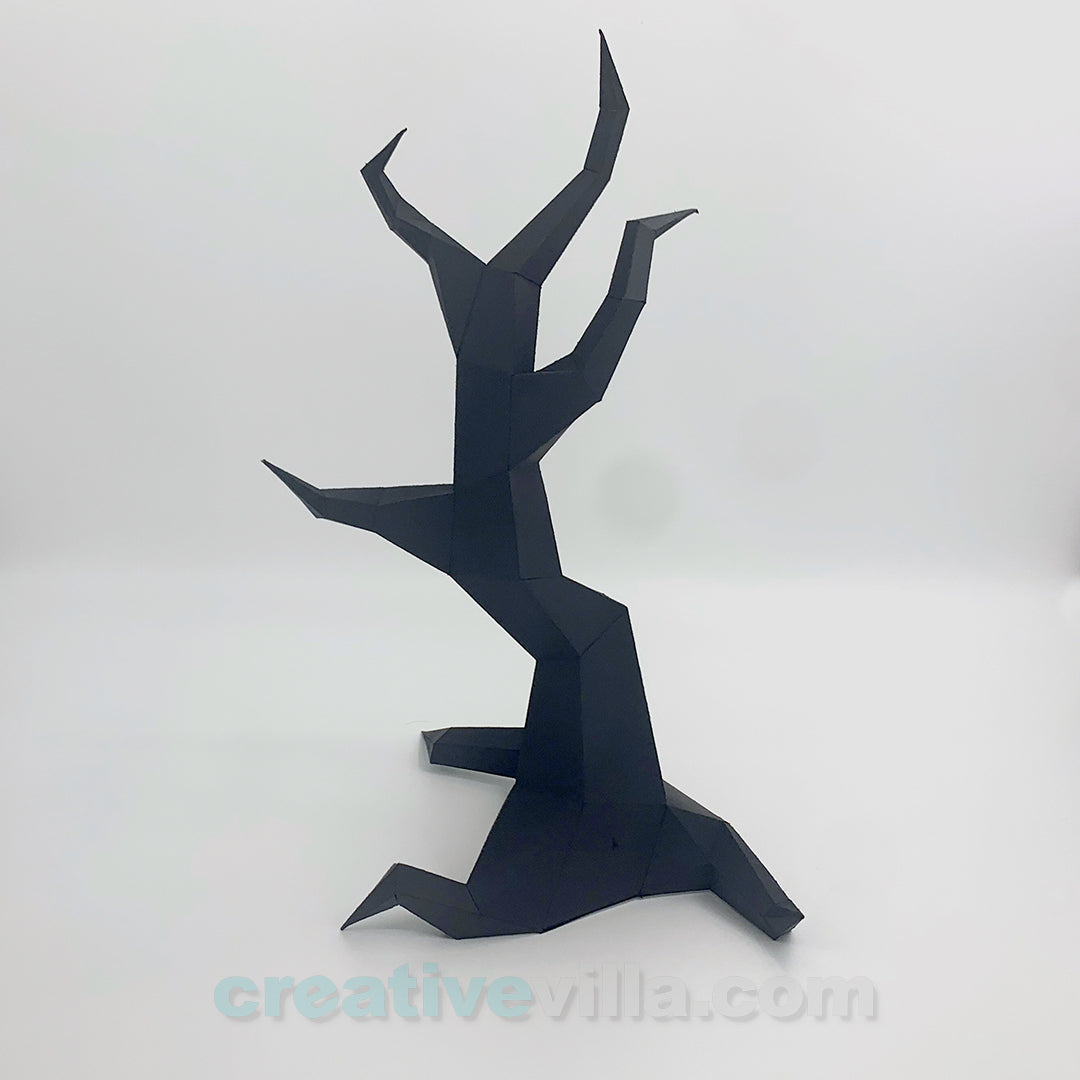 Spooky Tree DIY Low Poly Paper Model Template, Paper Craft