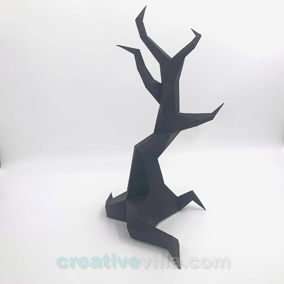 Spooky Tree DIY Low Poly Paper Model Template, Paper Craft