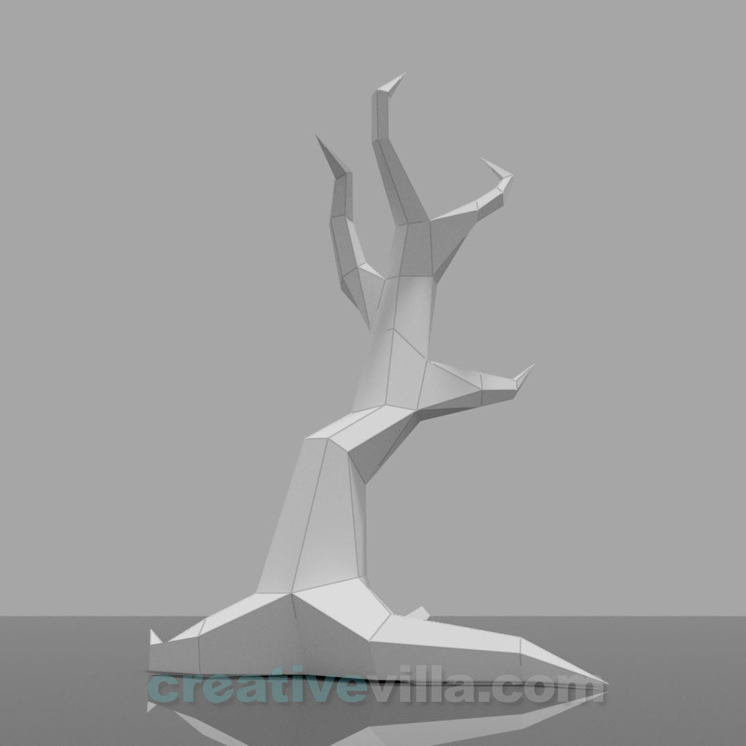 Spooky Tree DIY Low Poly Paper Model Template, Paper Craft