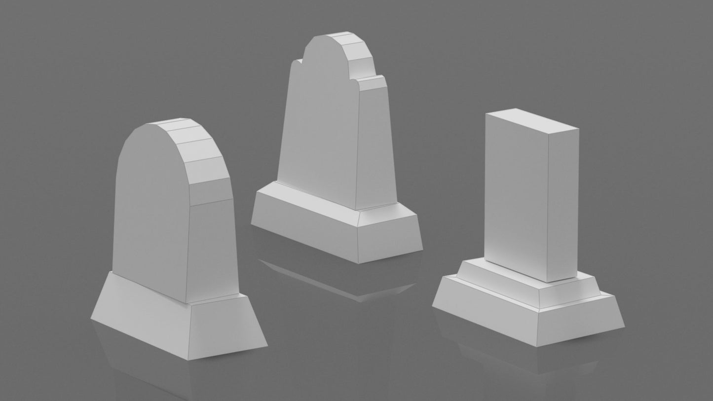Tombstones Set 1 DIY Low Poly Paper Model Template, Paper Craft