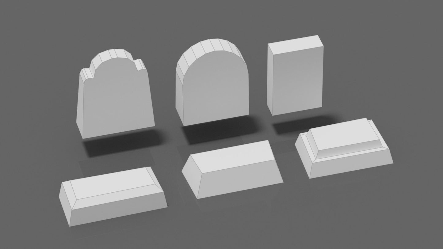 Tombstones Set 1 DIY Low Poly Paper Model Template, Paper Craft