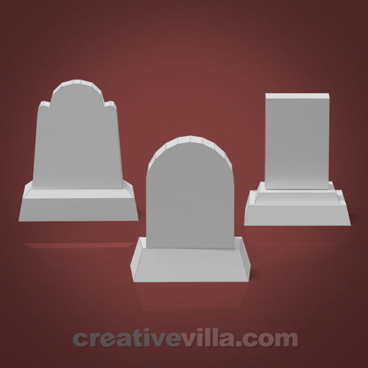 Tombstones Set 1 DIY Low Poly Paper Model Template, Paper Craft