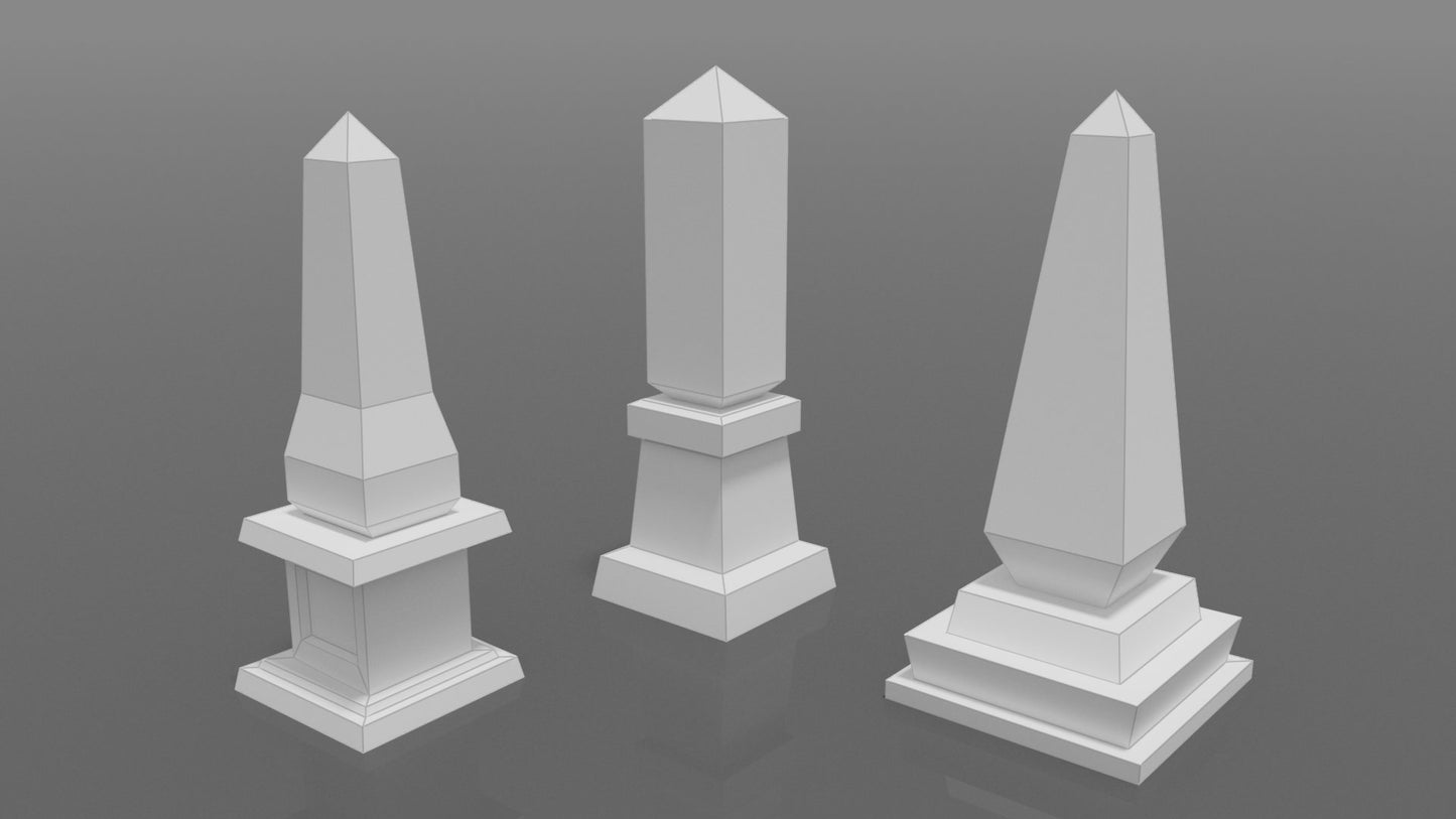 Tombstones Set 5 DIY Low Poly Paper Model Template, Paper Craft