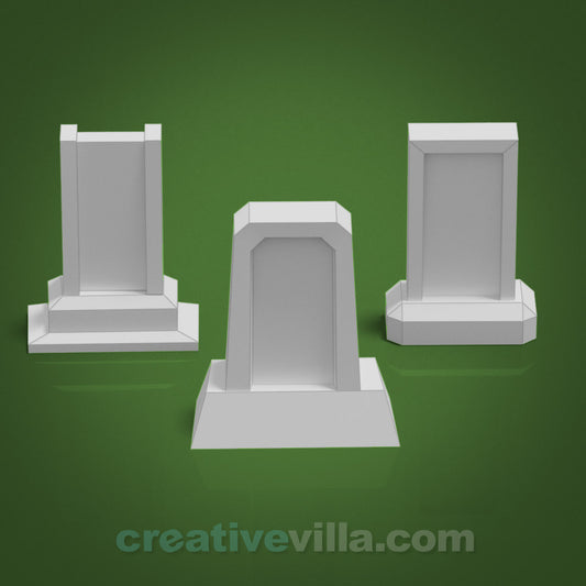 Tombstones Set 2 DIY Low Poly Paper Model Template, Paper Craft