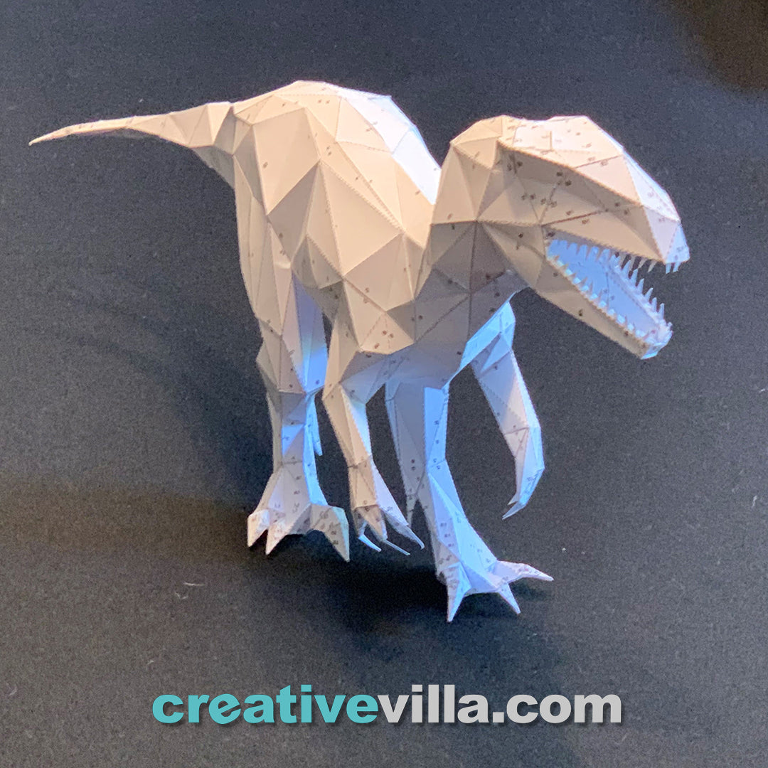 Velociraptor Dinosaur DIY Low Poly Paper Model Template, Paper Craft