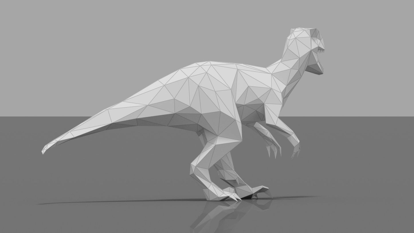 Velociraptor Dinosaur DIY Low Poly Paper Model Template, Paper Craft